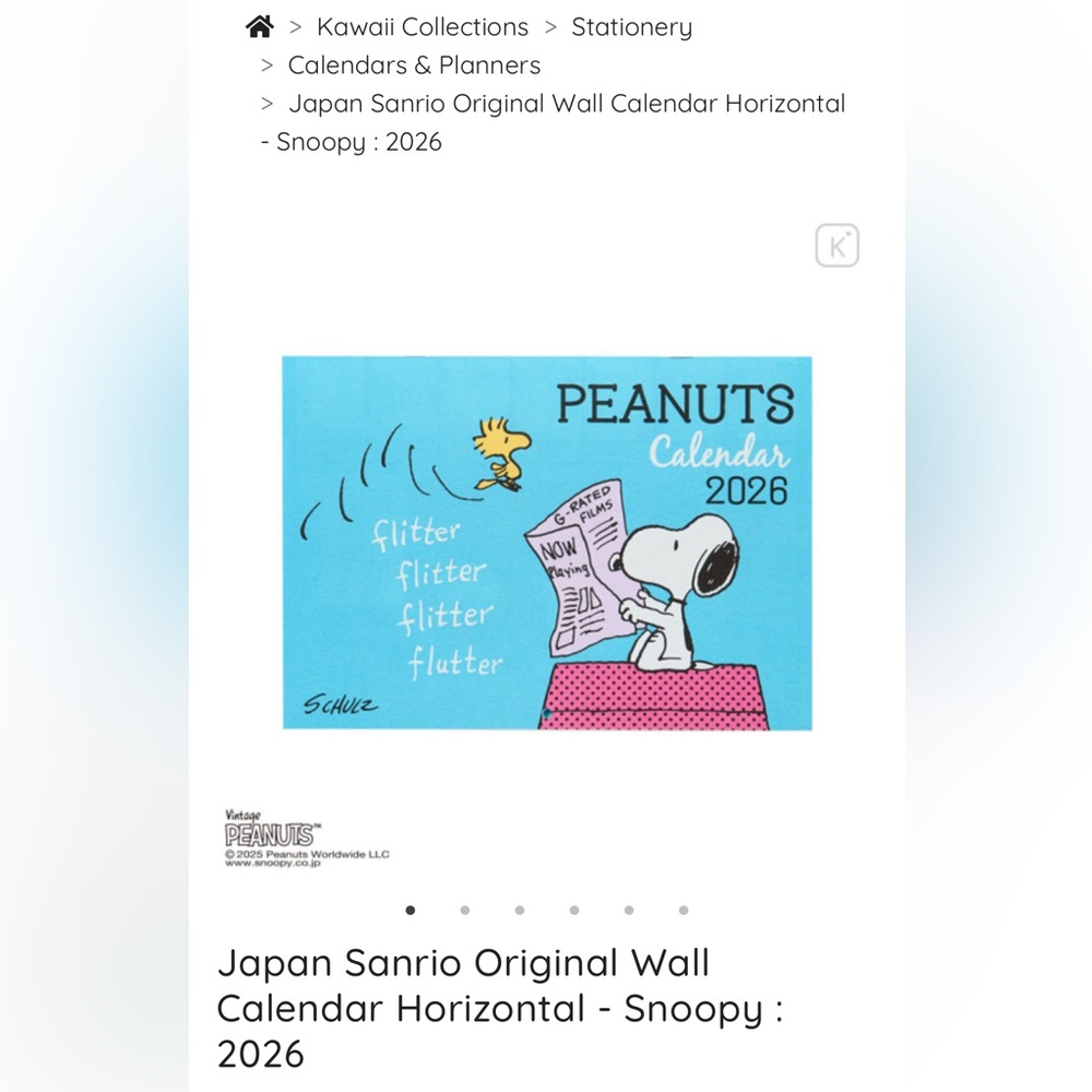 Snoopy Calendar 2026